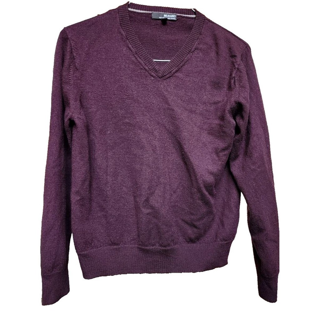 Murano Plum Pullover Sweater Made of Extra Fine Italian Merino Wool Size L
